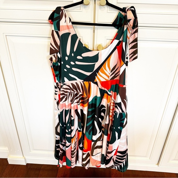 ModCloth Hutch Plus Size Women’s Tropical Shoulder Tie Midi Dress Fit Flare 3X - Picture 14 of 14